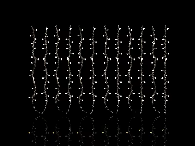 White String Lights in Vertical Lines on Black Background with Reflections 3d model
