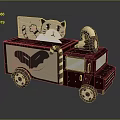Wooden Toy Truck For Kids Featuring Cartoon Cat Design Donut Decoration And Butterfly Pattern