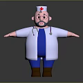 Cartoon Doctor Character With Red Cross Hat White Coat Blue Scrubs Stethoscope And Open Arms