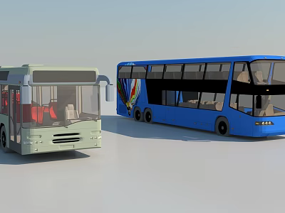 Bus RV Bus Double-decker Bus Large Bus Traffic Shuttle Child Car Vehicle 3d model