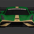 High Performance Brabham BT62 Green Racing Car With Gold Stripes Number 12 Rear Wing