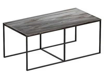 Modern Coffee Table With Wooden Tabletop And Black Metal Frame For Living Room Decor 3d model