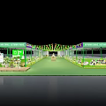 Modern Commercial Street With White Buildings Shops Green Spaces And Open Plazas