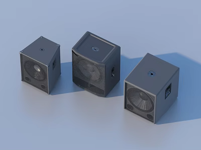 Three Gray Cube Speakers For Home Audio Compact Desktop Sound System 3d model