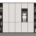 Modern Bookcase With Light And Dark Wood Panels Shelves And Decorative Sculpture