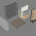 Various Display Shelves With Multi Tiered Open Design And Wooden Pallet Style