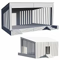 Modern Wooden Decorative Garden Structure With Slatted Design Platform Steps And Flat Roof