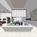 Modern Sales Office Interior Design With Model Displays And Spacious Reception Area 3d model