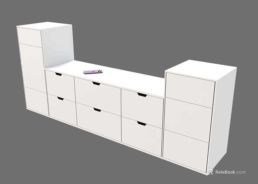 Modern Functional White Hallway Cabinet Sideboard With Drawers And Storage Cabinets Design 3d model 