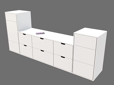 Modern Functional White Hallway Cabinet Sideboard With Drawers And Storage Cabinets Design 3d model