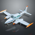 Modern Passenger Aircraft Featuring White Fuselage Blue Stripes And Sleek Wing Structure 3d model