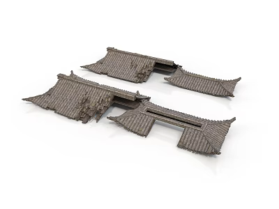 Traditional Chinese Architectural Roof Components With Ancient Tile Eaves And Structures 3d model
