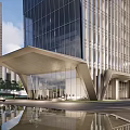 High-rise office building canopy 3d model