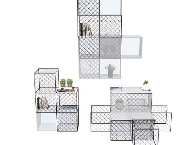 Modern Grid Design Storage Shelving Unit With Multiple Tiers And Decorative Organizers For Home Use 3d model