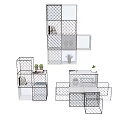 Modern Grid Design Storage Shelving Unit With Multiple Tiers And Decorative Organizers For Home Use