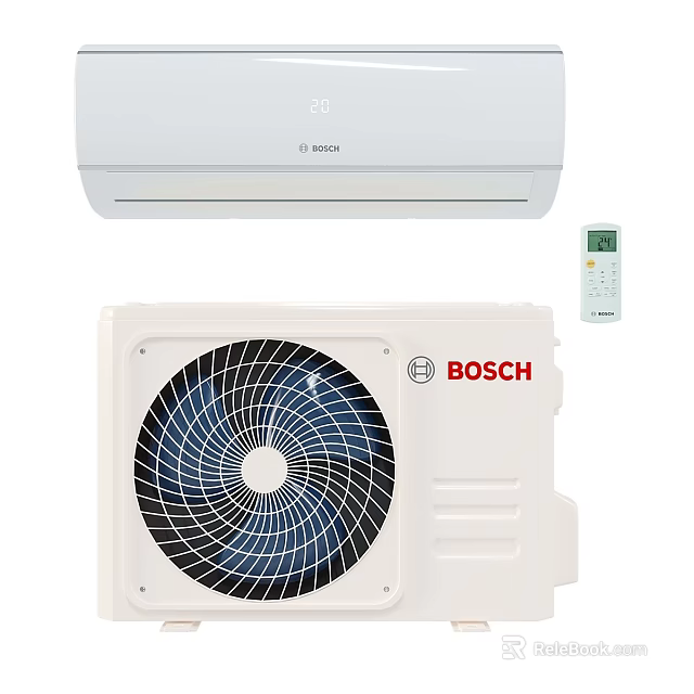 BOSCH Air Conditioner System With Indoor Outdoor Units And Remote Control 3d model