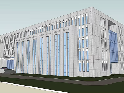 Modern White Hotel Building With Large Glass Windows And Symmetrical Facade 3d model