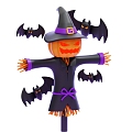 American Halloween Decorations Pumpkin Head Scarecrow Cartoon Halloween Decorations Bat 3d model