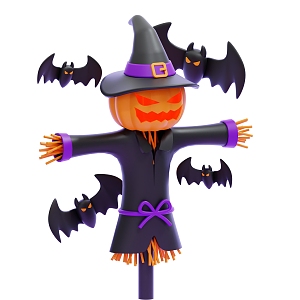 American Halloween Decorations Pumpkin Head Scarecrow Cartoon Halloween Decorations Bat 3d model