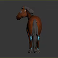 Chestnut Horse 3D Model With Black Mane Blue Eyes And Blue Leg Markings