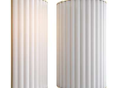 Modern White Wall Lamps with Vertical Striped Design and Gold Metal Frame 3d model