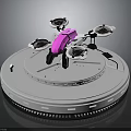 Pink Space Exploration Drone With Multirotor Design On Launch Platform Scale Model 3d model