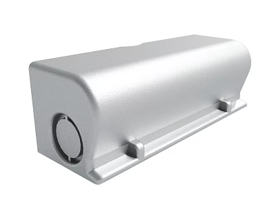 Durable Silver Metal Enclosure Box With Circular Port And Mounting Brackets 3d model