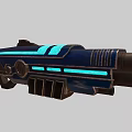 Two Futuristic Blue Energy Guns With Glowing Stripes And Textured Parts