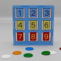 Kids Sports Equipment Blue Target Board With Numbers 1 To 9 And Colorful Throwing Discs