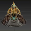 Golden Ornate Throne With Intricate Design Stone Steps And Rock Base