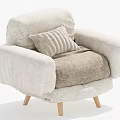 Light Beige Single Sofa With Cozy Pillow Soft Fabric And Wooden Legs Design