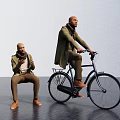 Two Men One Sitting on Floor and Another Riding Bicycle 3d model