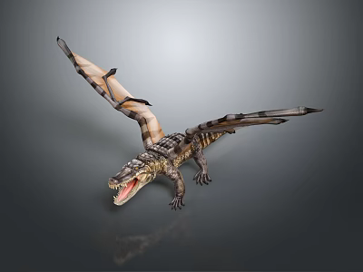 Realistic Pterosaur Creature Character With Textured Skin Open Mouth And Outstretched Wings 3d model