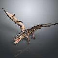 Realistic Pterosaur Creature Character With Textured Skin Open Mouth And Outstretched Wings
