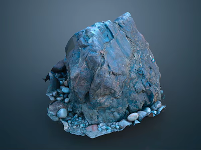 Natural Rough Stone Rock With Small Pebbles And Gravel Around Texture Surface 3d model