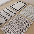 Square Rugs With Various Black White Geometric Patterns And Modern Designs 3d model