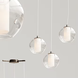 Modern chandelier spherical glass chandelier 3d model