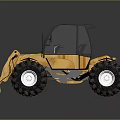 Yellow Utility Vehicle Design With Large Tires Front Bucket And Reflective Surface