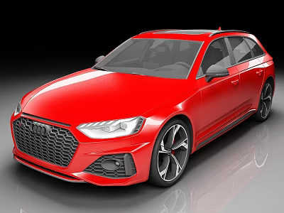 Red Sporty Station Wagon Featuring Sleek Exterior And Black Alloy Wheels 3d model