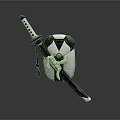 Traditional Katana Weapon with Decorative Hilt Leather Wrap and Black White Scabbard Design