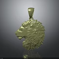 Golden Lion Head Pendant Shiny Metal Design For Fashion Accessories