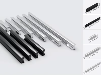 Modern Metal Cabinet Drawer Handles In Silver Black Various Styles For Home Furniture 3d model
