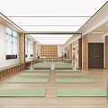 Spacious Bright Modern Leisure Area With Green Yoga Mats Wooden Floors And Long Benches