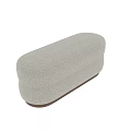 Stylish Beige Upholstered Sofa Stool With Textured Surface And Wooden Base