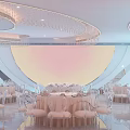 Luxurious Banquet Hall Interior Design With Crystal Chandeliers And Elegant Table Setup