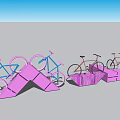Pink Structural Design Featuring Seating Areas Railings And Equipment Layout