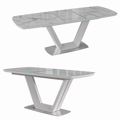 Elegant Modern Dining Table With Glass Top And Sleek Metal Frame Design 3d model