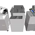 Modern Gray Multifunctional Office Appliances Three Printers And Copiers For Office Use 3d model
