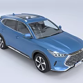 Blue SUV Car With Modern Front Grille And LED Headlights Design