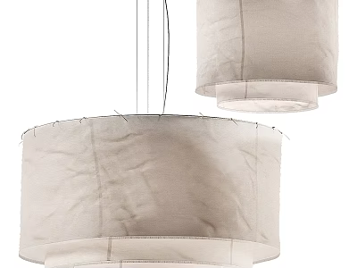 Two Beige Linen Pendant Lights With Minimalist Design For Home Interior Decor 3d model
